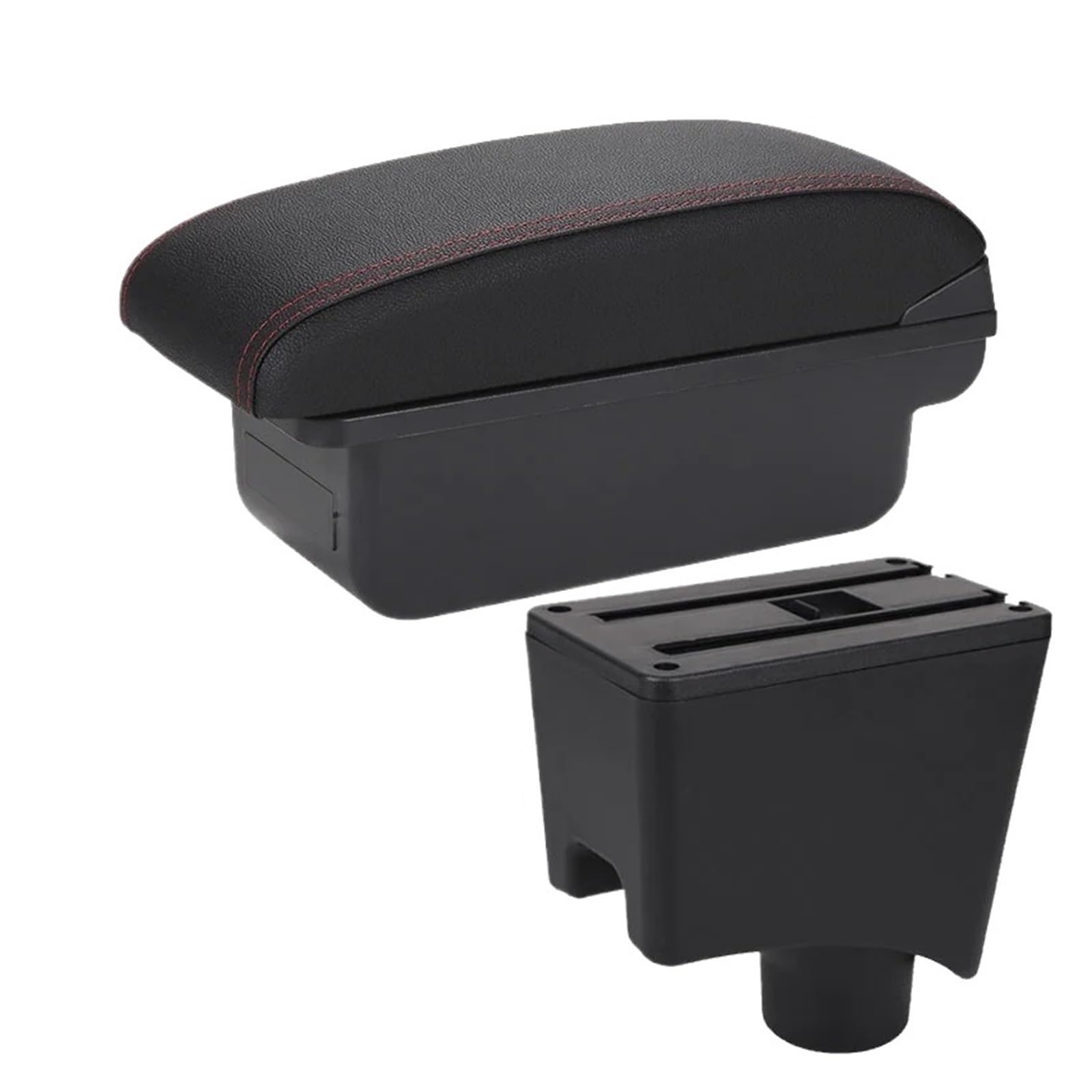 UMDJJU For Sandero Car Armrest Box Storage Accessories Car Centre Console Armrest Box(C1 Black red NO USB)