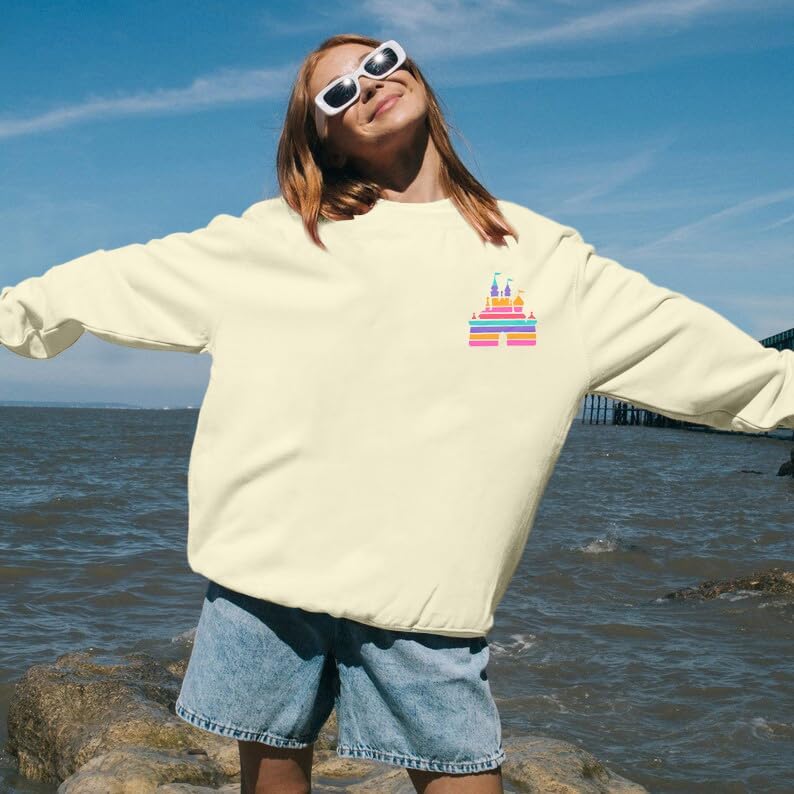 ASTANFY Magic Kingdom Sweatshirt for Women Castle Graphic Sweatshirts Oversized Family Vacation shirts Long Sleeve Pullover - Image 4