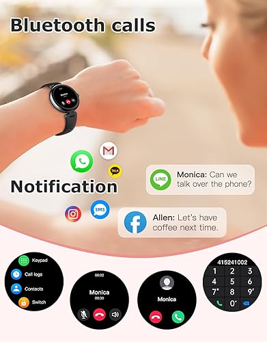 Miniatura 2 de Relojes inteligentes para mujer, compatibles con teléfonos iPhoneAndroid, reloj redondo de diseño delgado para mujer, rastreador de actividad física