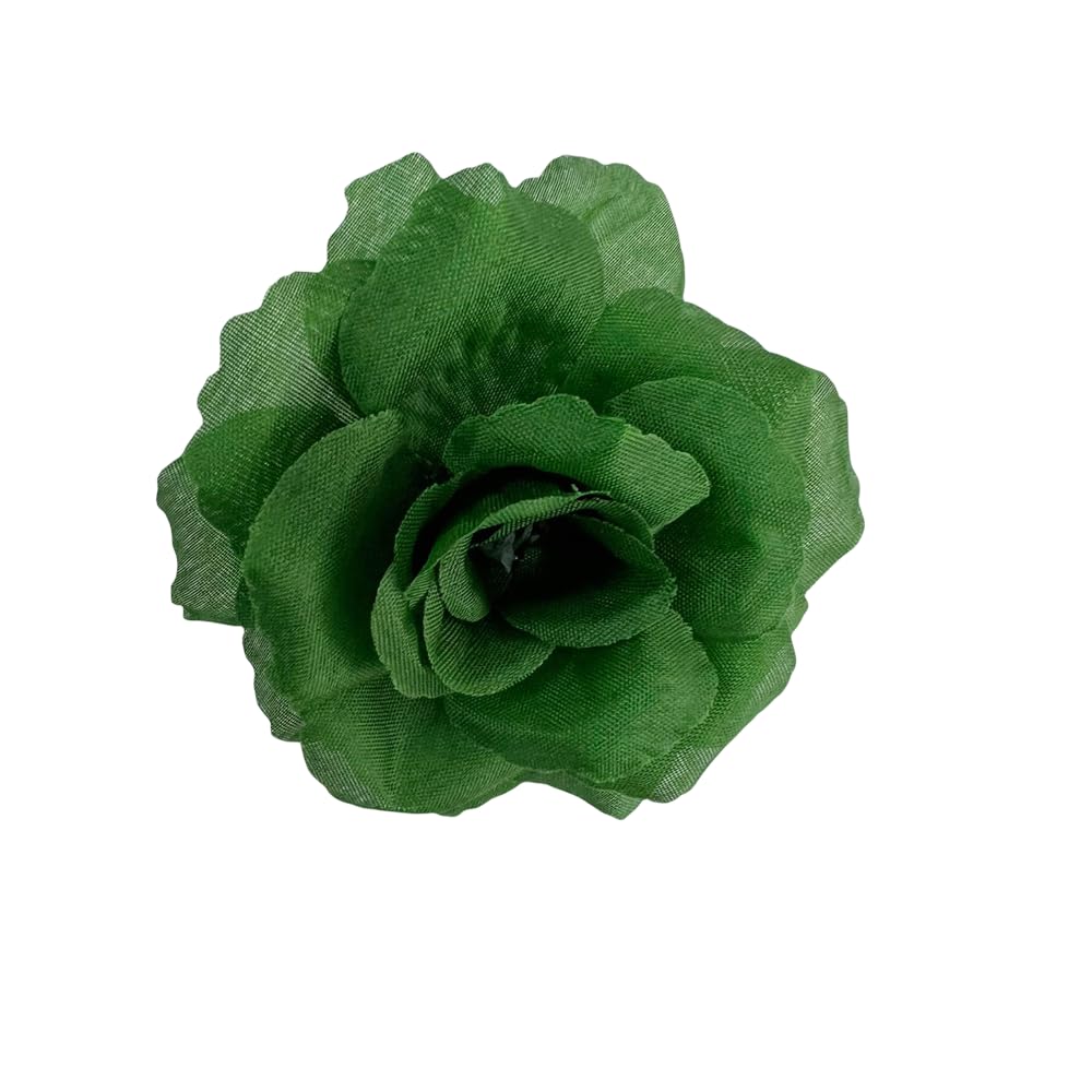 Corkwaw 25 Pcs 3 inch Artificial Rose Flower Heads,Silk Rose Head Flowers,Wedding Party Home Garden Decoration DIY Craft Gift Box Decoration (Green) - Image 3