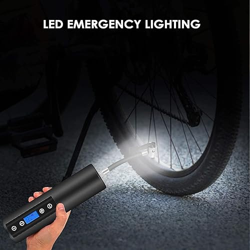 Miniatura 4 de Inflador de neumáticos de 150 PSI compresor de aire portátil con pantalla LCD con luz LED de emergencia batería recargable de iones de litio bomba