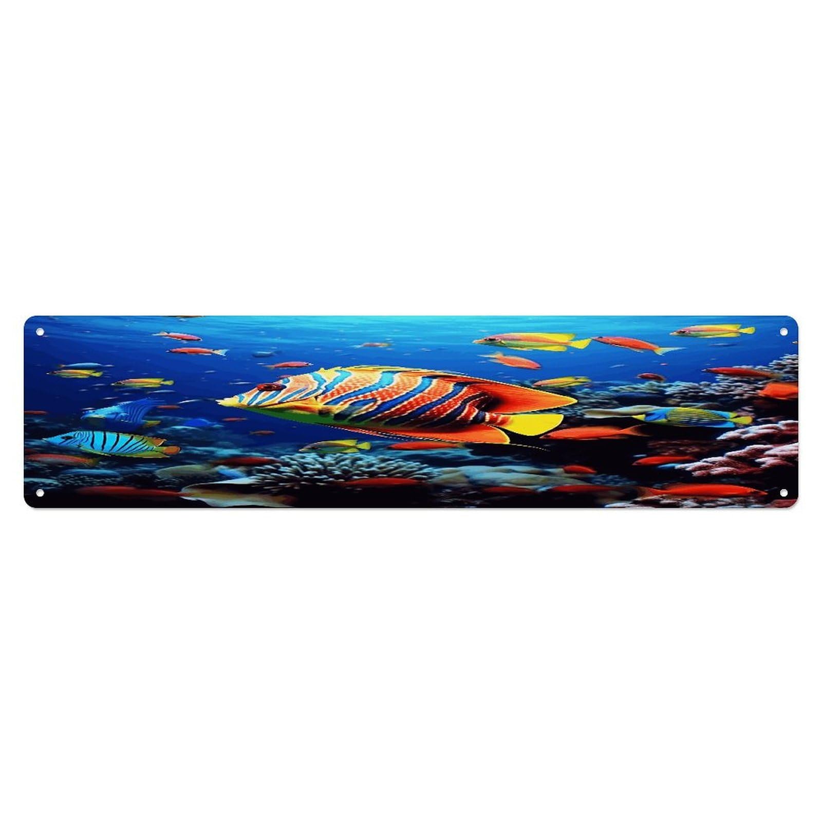 Adfgyerh Style Sea Fishes Wall Decor Aluminum Waterproof. Plaque, Practical Gift,Sign 15.7X3.9 Inch Poster,For Home, Office, Business, Garage– Indoor/Outdoor