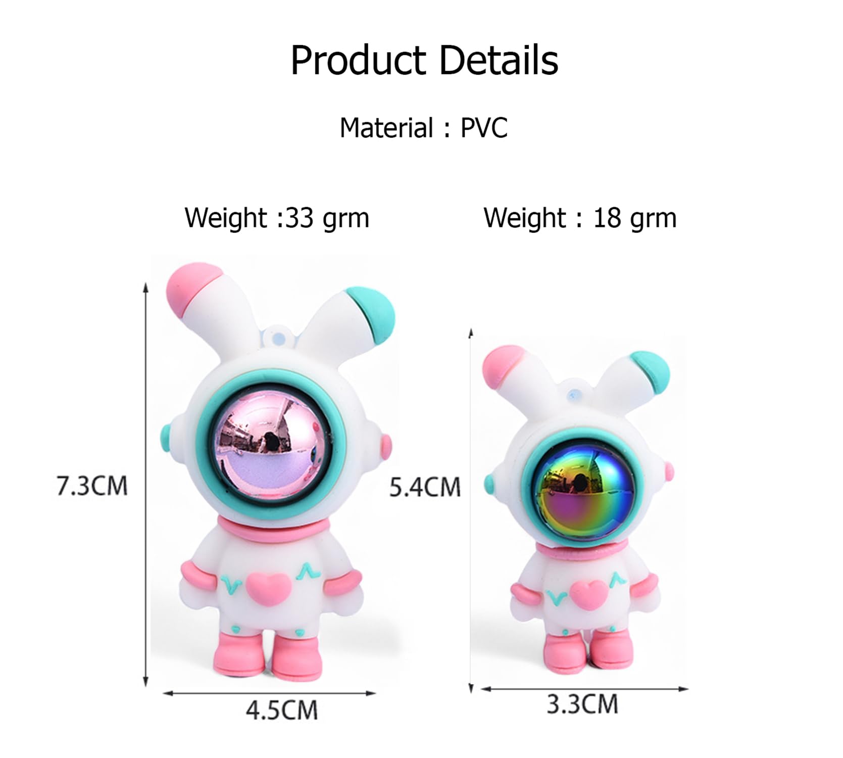 Spiaty Rabbit Astronaut Home, Car and Office Decor Figurine (Small, Pink, Set of 2) 3