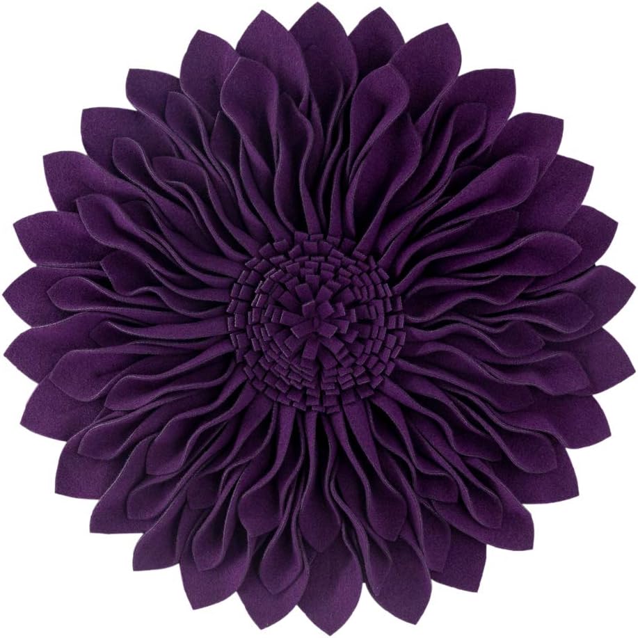 JWH Decorative Flower Pillow Covers Aesthetic Round Cushion Sunflower Throw Pillow Cases Handmade Pillowcase for Couch Bed Living Room Car 12 Inch Dark Purple