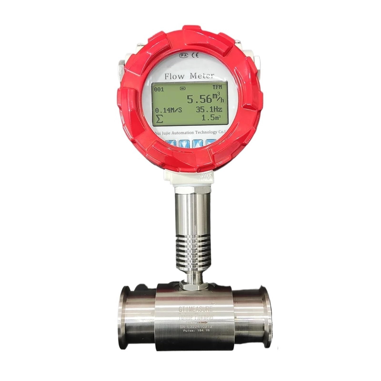 LEOTNNDQ Sanitary Clamps Flow Meter 304 Stainless Steel Hydraulic Turbine Flow Meters Pulse 4-20mA(DN32-Pulse)