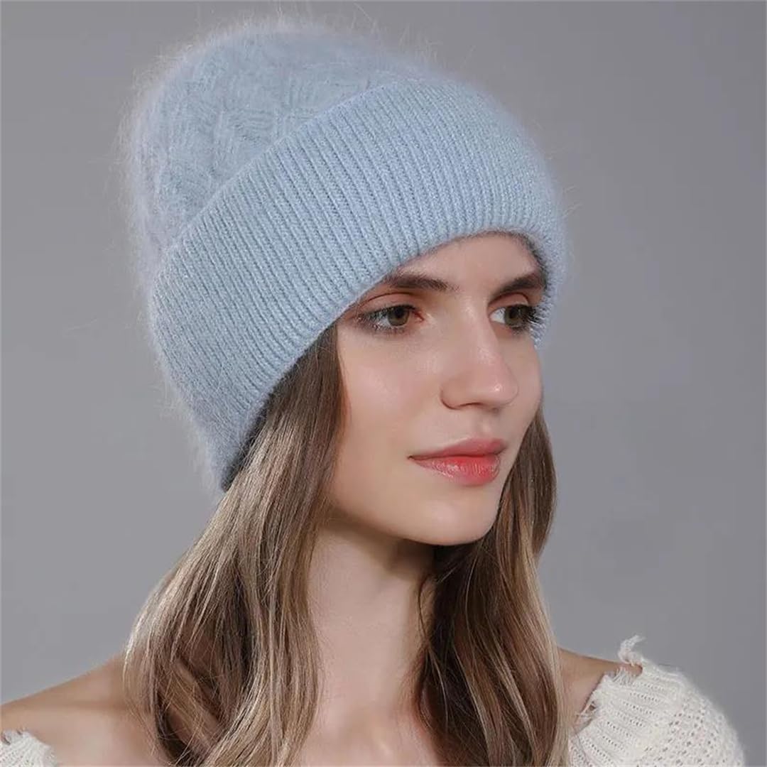 Wvapzxx Chapeaux Pour Femmes Bonnet De Fourrure Hiver Chaud Tricoté Chapeau En Cachemire Décontracté Skullies Casquette