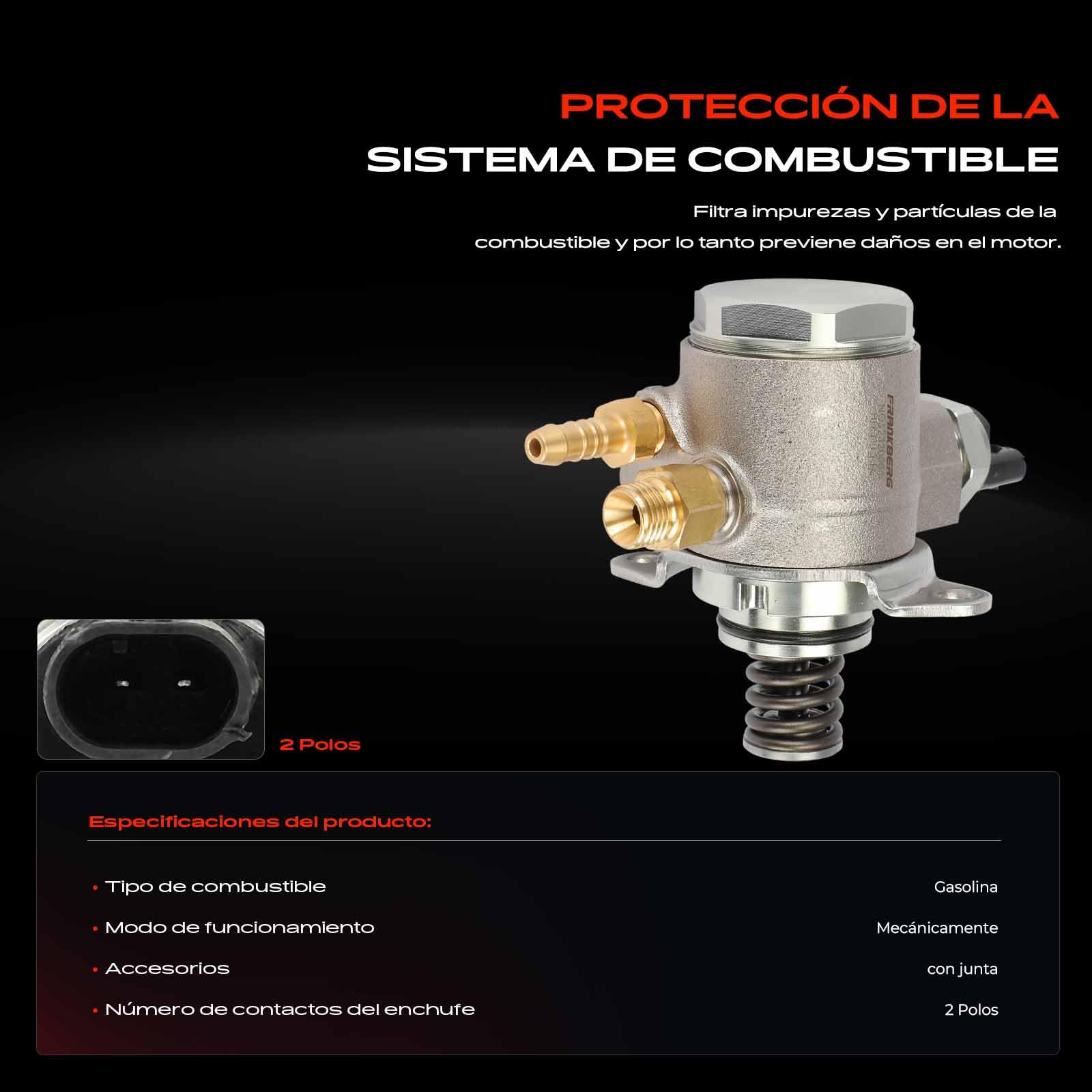 Frankberg Bomba de combustible de alta presión Gasolina Compatible con Polo 6C1 6R1 1.2L Golf V Variante 1K5 1.4L T.i.g.u.a.n 5N 1.4L T.o.u.r.a.n 1T1 1T2 1.4L P.a.s.s.a.t Variante 365 1.4L 03C127026R