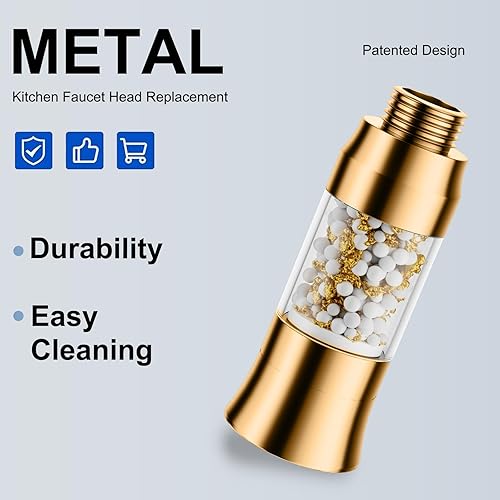 Miniatura 2 de Repuesto de cabezal de grifo de cocina de metal con filtro, boquilla rociadora de 2 funciones, cabezal rociador desplegable para grifo de cocina con