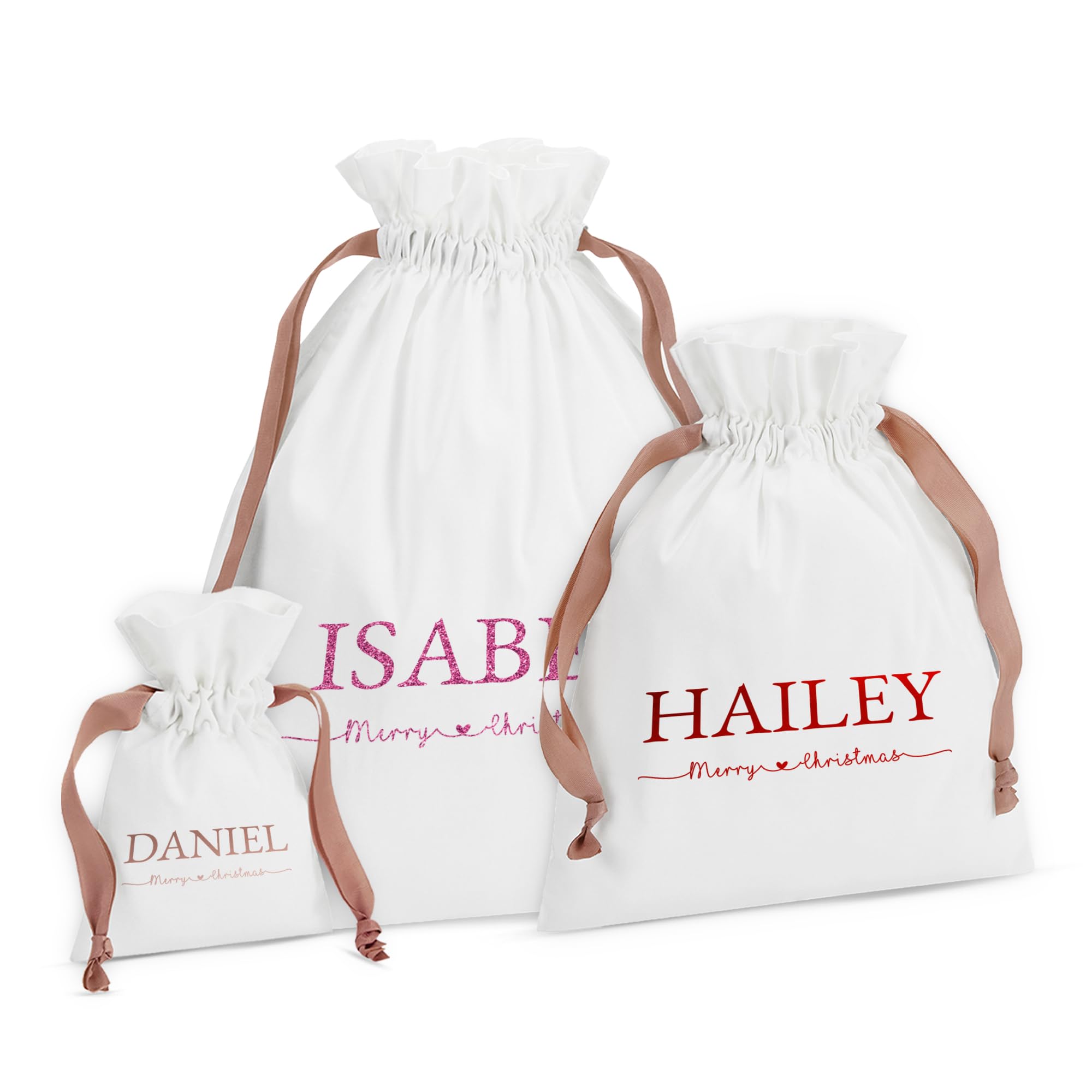 Print Maniacs Personalised Christmas Stocking Gifts for Men, Personalised Santa Sacks with Stockings, Customised Santa Sacks with Names, Custom Cotton Stocking Santa Sacks, for Dad, Baby, Kid, Family