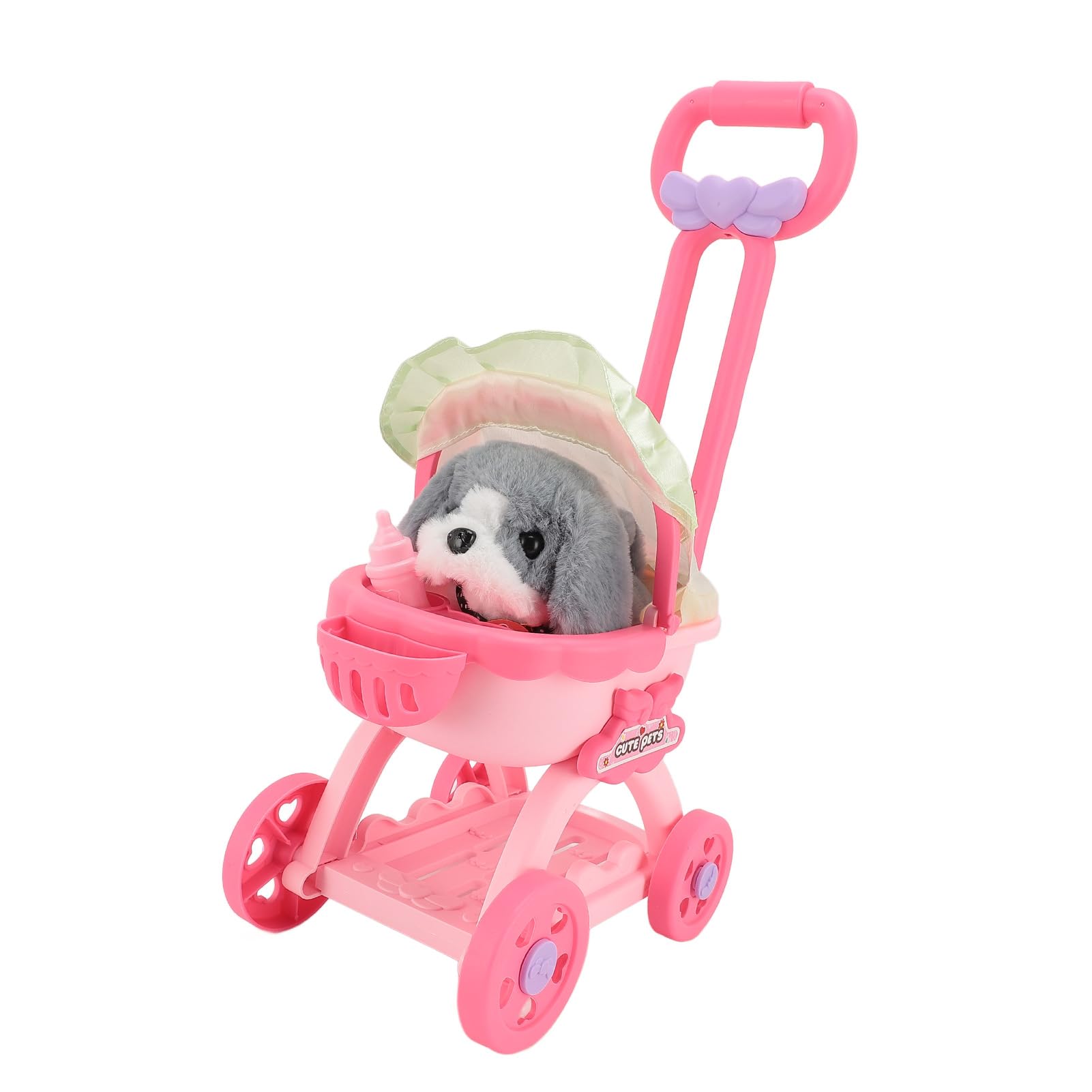 Drfeify Toy Stroller for Kids, Pet Doll Stroller Toy Set Pet Doll Stroller Toy for Boys Girls Children (Husky)