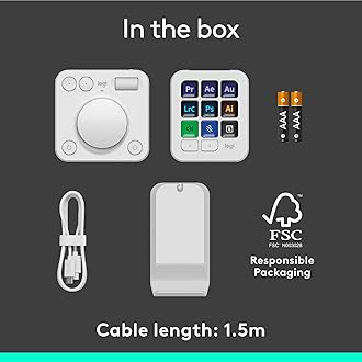 Logitech MX Creative Console, 9 Customizable LCD Keys, Stream Deck Accessories, Control Dial for Graphic Design, Adobe, Zoom, Spotify - Pale Grey, 3-Month Adobe Creative Cloud Membership