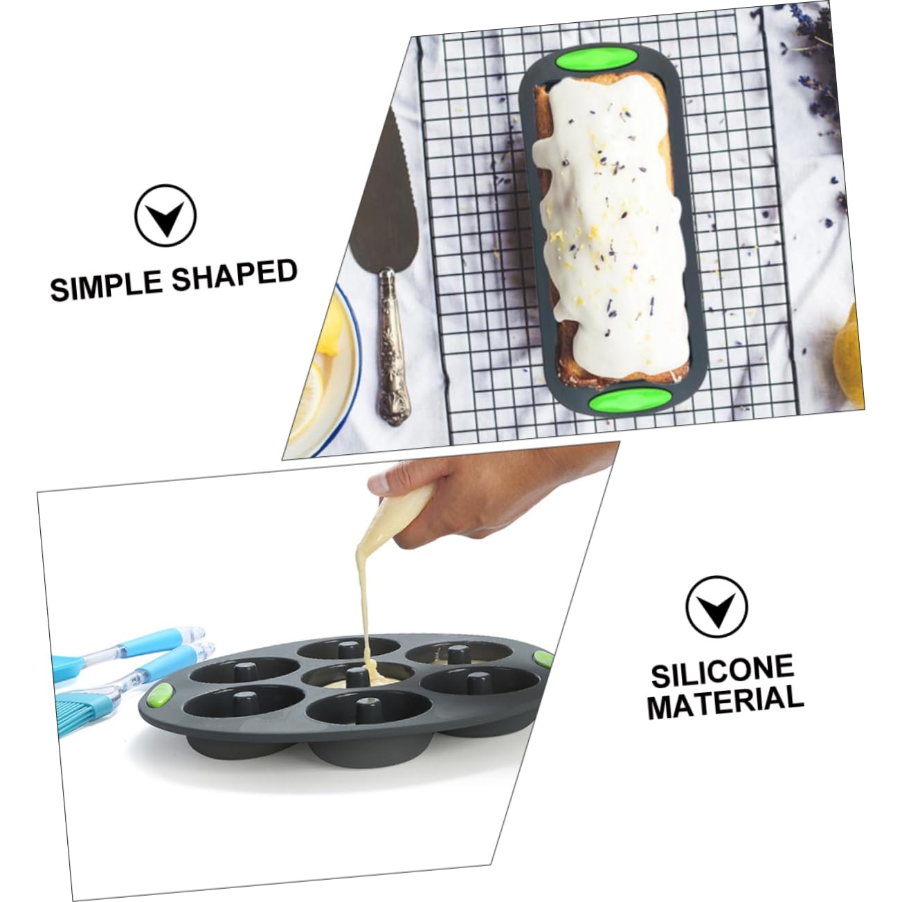 Lot de 5 Moules à Gâteau en Silicone, Outil de Pâtisserie Flexible