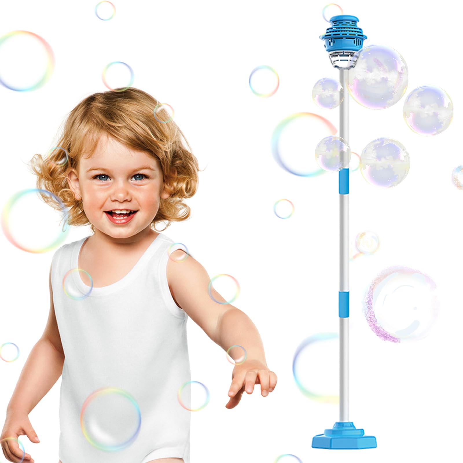 Automatische Seifenblasenmaschine für Kinder mit einstellbaren Höhen und Lichtern für Geburtstags- und Hochzeitsfeiern
