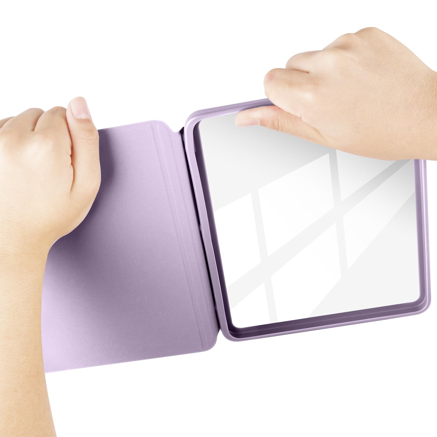 Étui Split Folio Détachable et Protecteur pour Kobo Libra Couleur 7" 2024, Coque Arrière Ultra Claire et Transparente, Fonction Veille et Réveil, Violet Clair - 4