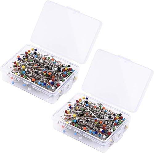EuTengHao 500 alfileres de costura, alfileres de cabeza de bola de vidrio multicolor de 1.5 pulgadas, alfileres de acolchado rectos, alfiler de