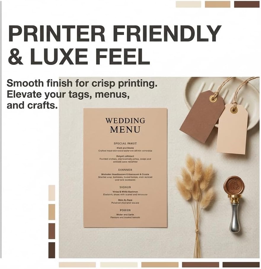 Neutral Cardstock Paper 8.5 x 11 Inch, 30 Sheets Premium Boho Earth Tones 5 Colors 65lb / 180gsm Smooth Virgin Pulp Solid Core Brown Colored Papers for Cricut, Scrapbooking, Wedding Invites & Crafts
