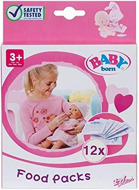 BABY Born Food Sachets for Doll - Easy for Small Hands, Creative Play Promotes Empathy and Social Skills, For Toddlers 3 Years and Up - Includes 12 Sachets