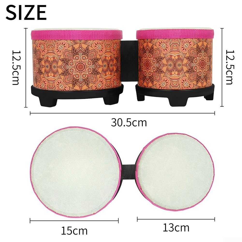 ReachMall Bongo Tambour à main éducatif pour tout-petits en caoutchouc ABS son lumineux facile à jouer de la musique (texture orange)