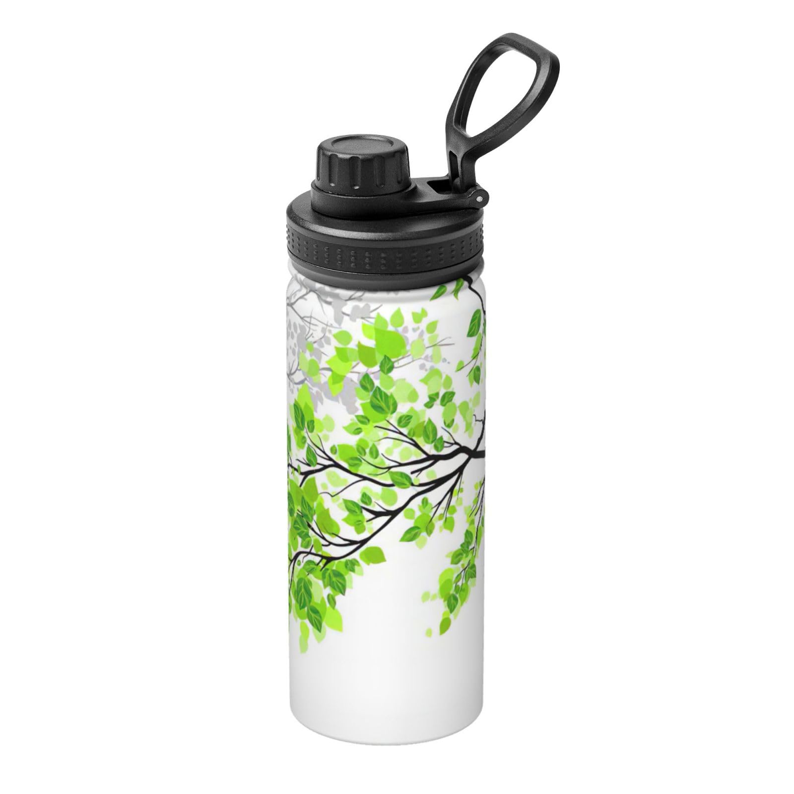 Kfjghhl Insulated Stainless Refreshing Leaves Steel Water Bottle For Sport Gym Travel Leak Camping Hiking Hydration