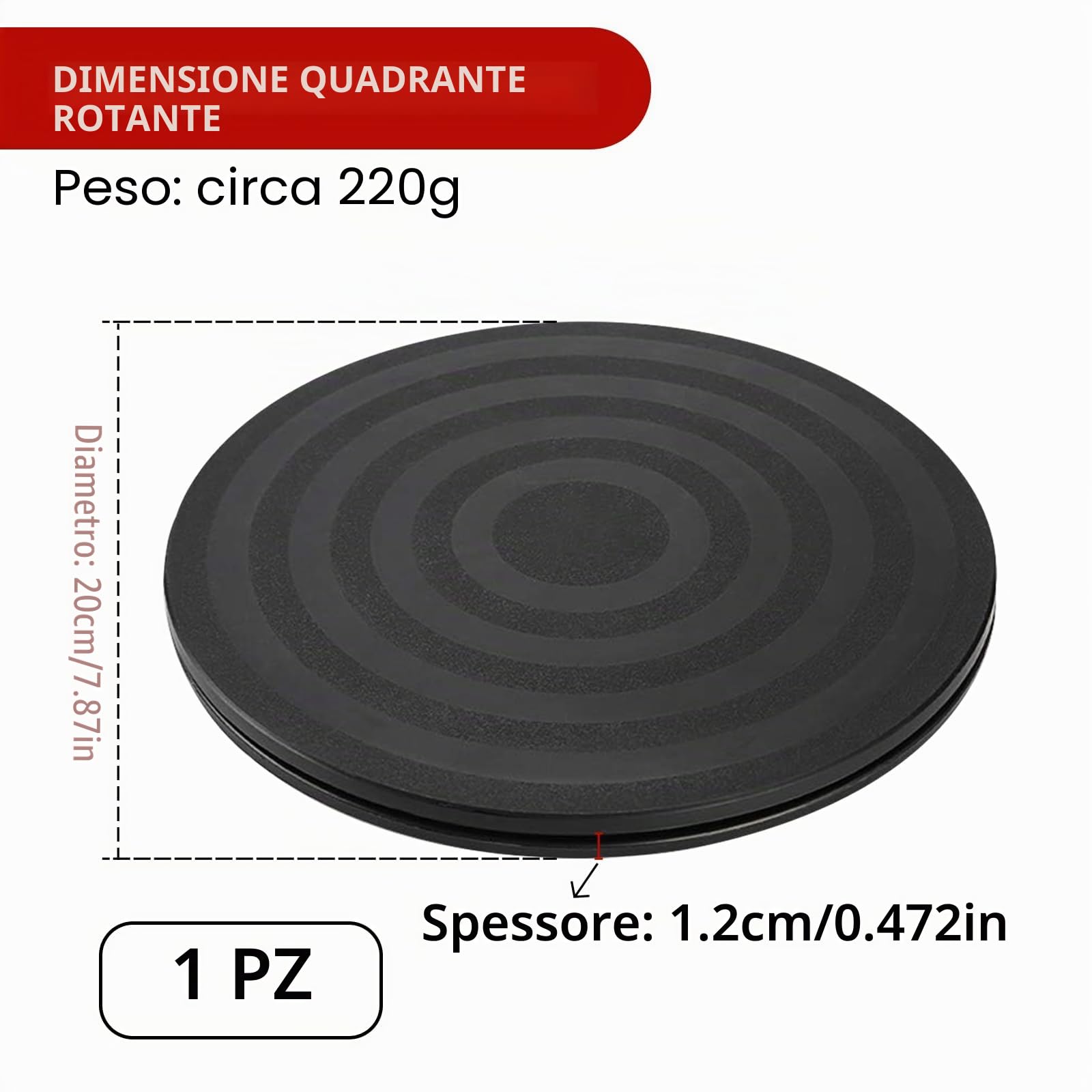 Base Girevole per TV,Supporto Girevole di 360 ° con Cuscinetti a Sfera 20CM Multiuso Giradischi con Cuscinetti,Monitor, Altoparlanti, Artigianato - Capacità di Carico 15 kg, Design Antiscivolo, Nero