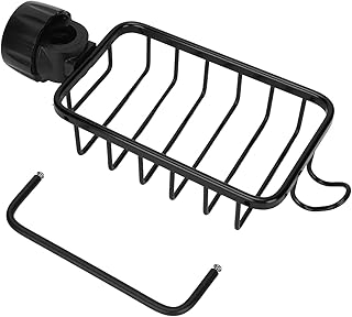 Faucet Rack for Kitchen Sink, Faucet Rack, Kitchen Sink Shelf Over Faucet, Stainless Steel Detachable Hanging Faucet Drain Rack for Bathroom, Scrubbers, Soap, Chrome(Black)