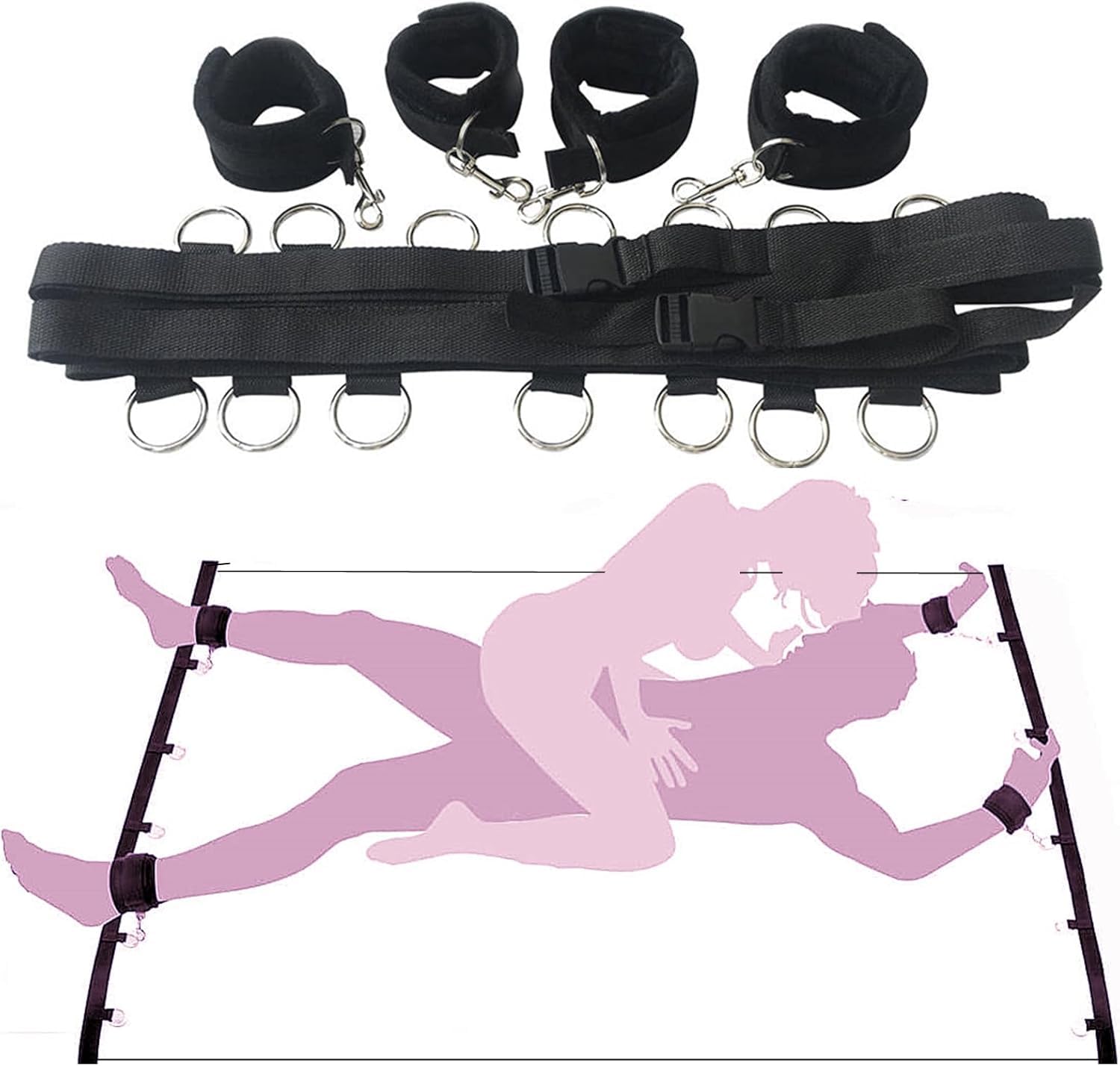 Attache en nylon réglable de sport, accessoires de lit de jeu de parodie de couple, autour du corps