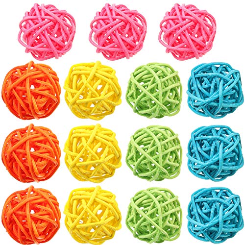 15 Pieces Wicker Rattan Balls Orbs Vase Fillers Rattan Sphere Ball for Bowl Centerpiece Easter Day Valentine's Holiday Aromatherapy Table Banquet Decoration 1.6 Inch (Red, White, Blue)