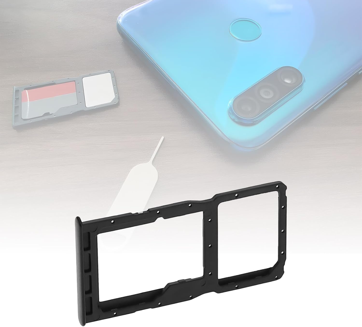 2PCS Dual SIM Card Slot Tray Holder Micro SD Card Holder Replacement with SIM Pin Compatible with Huawei P30 Lite New Edition 2020 Black