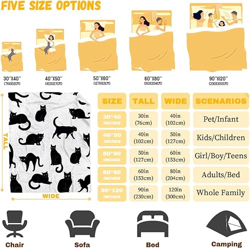 Miniatura 8 de Manta de mariposa con diseño de gato lindo y súper suave y acogedora para decoración del hogar, sofá, cama, sofá de 50 x 40 pulgadas, pequeña para