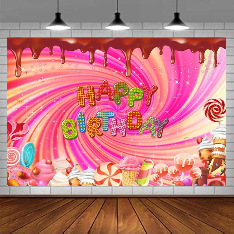 Fotohintergrund „Lollipop“ – Bunte Cartoon-Landschaft Für Studio-Fotos | 3x2,4 M, Aus Polyester
