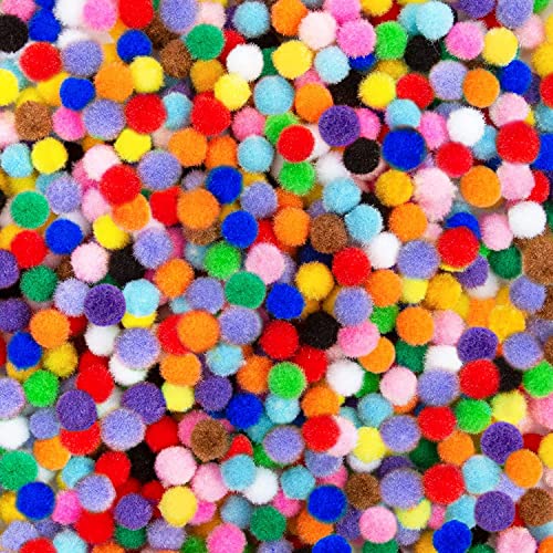 Mini pompones para manualidades, 2000 unidades, 1 cm, mini pompones para manualidades, pompones para Pascua, Navidad, niños, pompones de colores para manualidades divertidas, manualidades creativas Cover