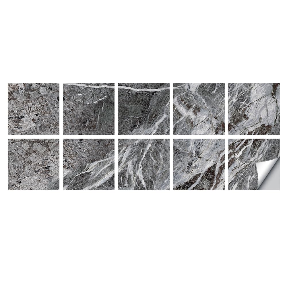 LMYSXAOZ Tile Stickers Stick on Tiles, Self Adhesive Wall Tiles for Bathroom Kitchen, Oil Proof DIY Peel and Floor Simple Marble (30x30cm,Marble 5)