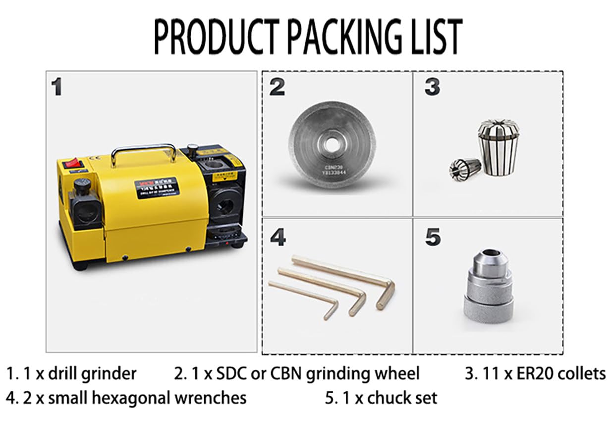 Przenośna ostrzałka do wierteł 3-13 mm szlifierka do frezów trzpieniowych z 11 tulejami zaciskowymi dla fabryk, warsztatów, garaży