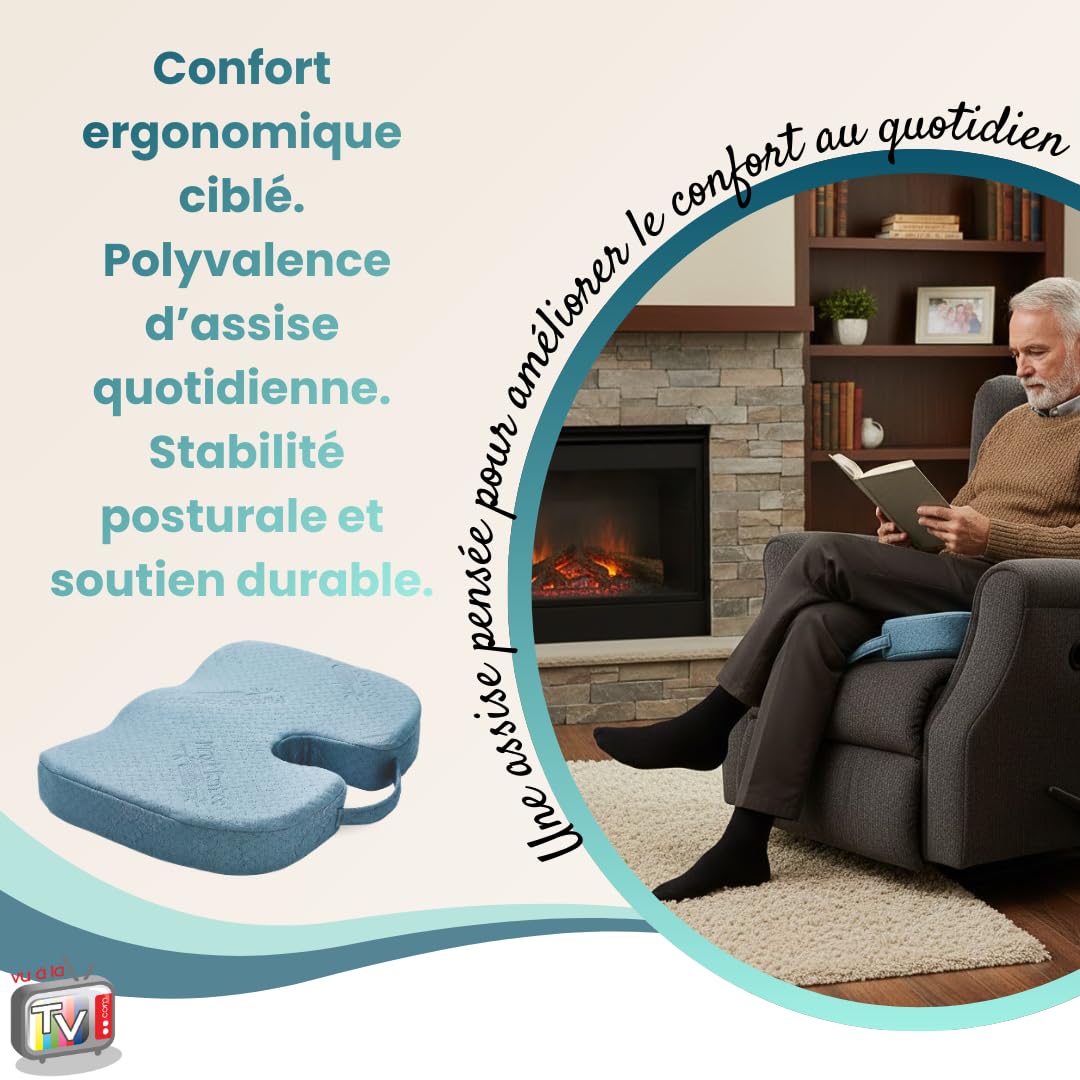 Coussin Ergonomique 45x36 cm avec Découpe Ingénieuse, Mousse Haute Densité, Housse en Viscose de Bambou très Doux au Toucher avec Picots antidérapants et poignée intégrée