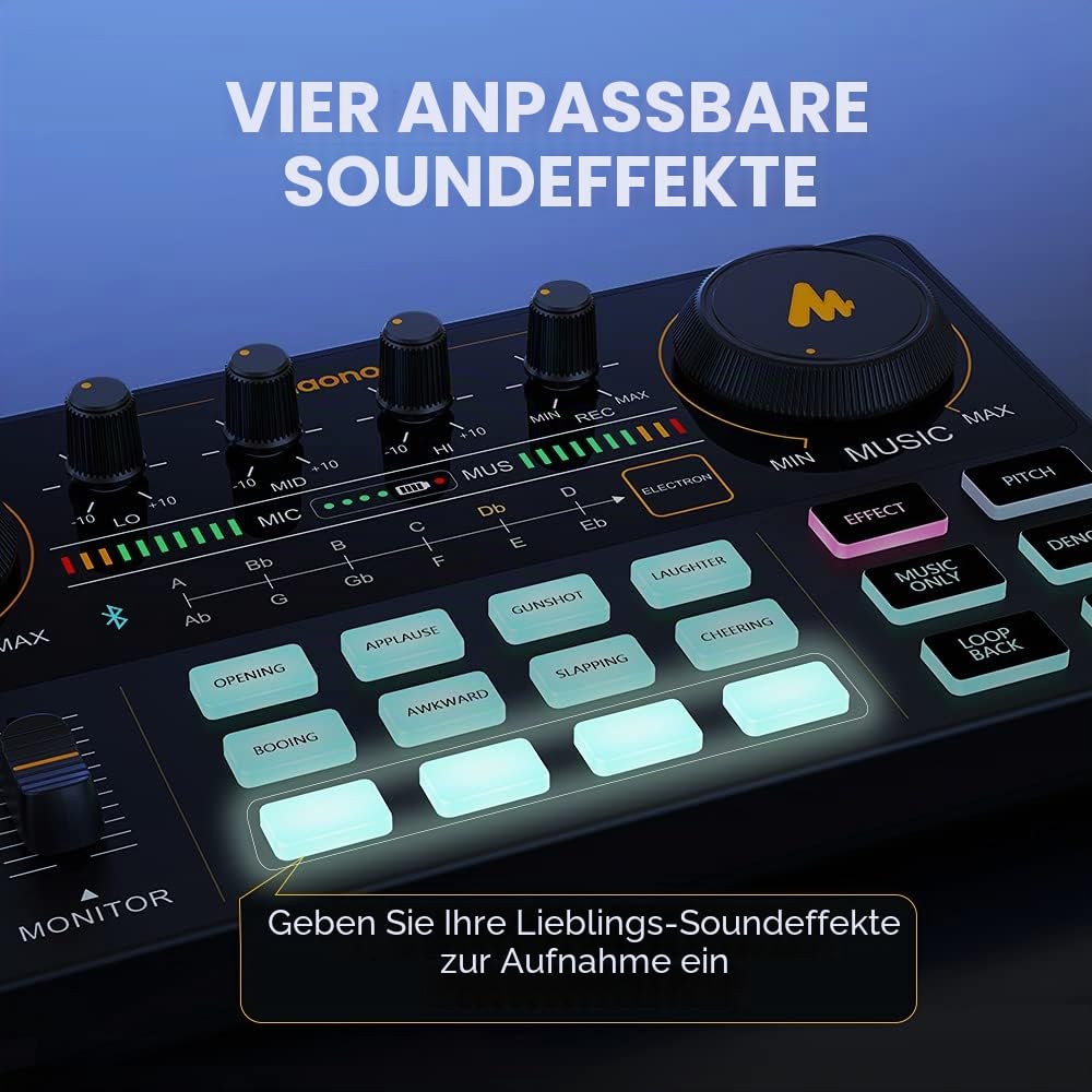 MAONO Maonocaster Lite Portable ALL-IN-ONE Podcast Produktionsstudio mit Mikrofon für Gitarre, Live-Streaming, PC, Aufnahme und Gaming (AU-AM200-S6)