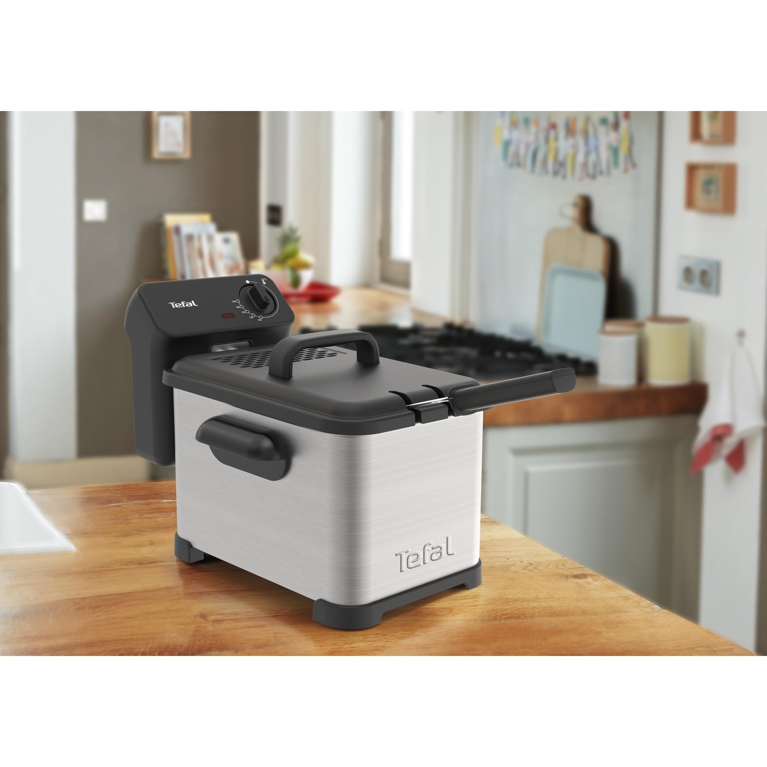 Tefal Family Pro Access 4,0L Fritteuse, 3000 Watt, semiprofessionell mit Öl, herausnehmbarer Ölbehälter, Kühlzonen-Technologie, leichte Reinigung, knusprige Pommes, Edelstahl, schwarz, FR5030