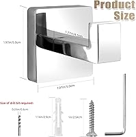 Vista 6 de Towel Hooks for Bathrooms Robe Hook Coat Hook 4 Pack Polished Chrome Stainless Steel Heavy Duty Wall Mounted Square Hooks for Bathroom Kitchen
