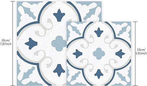 Miniatura 5 de 12 calcomanías de vinilo esmerilado para transferencia de salpicaduras en muro, adhesivo autoadhesivo para suelo de cocina y baño, azul español, 8 x