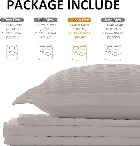 Miniatura 14 de Cozyide Juego de funda de edredón de sirsaca suave y transpirable de 3 piezas, con cierre de cremallera y lazos en las esquinas