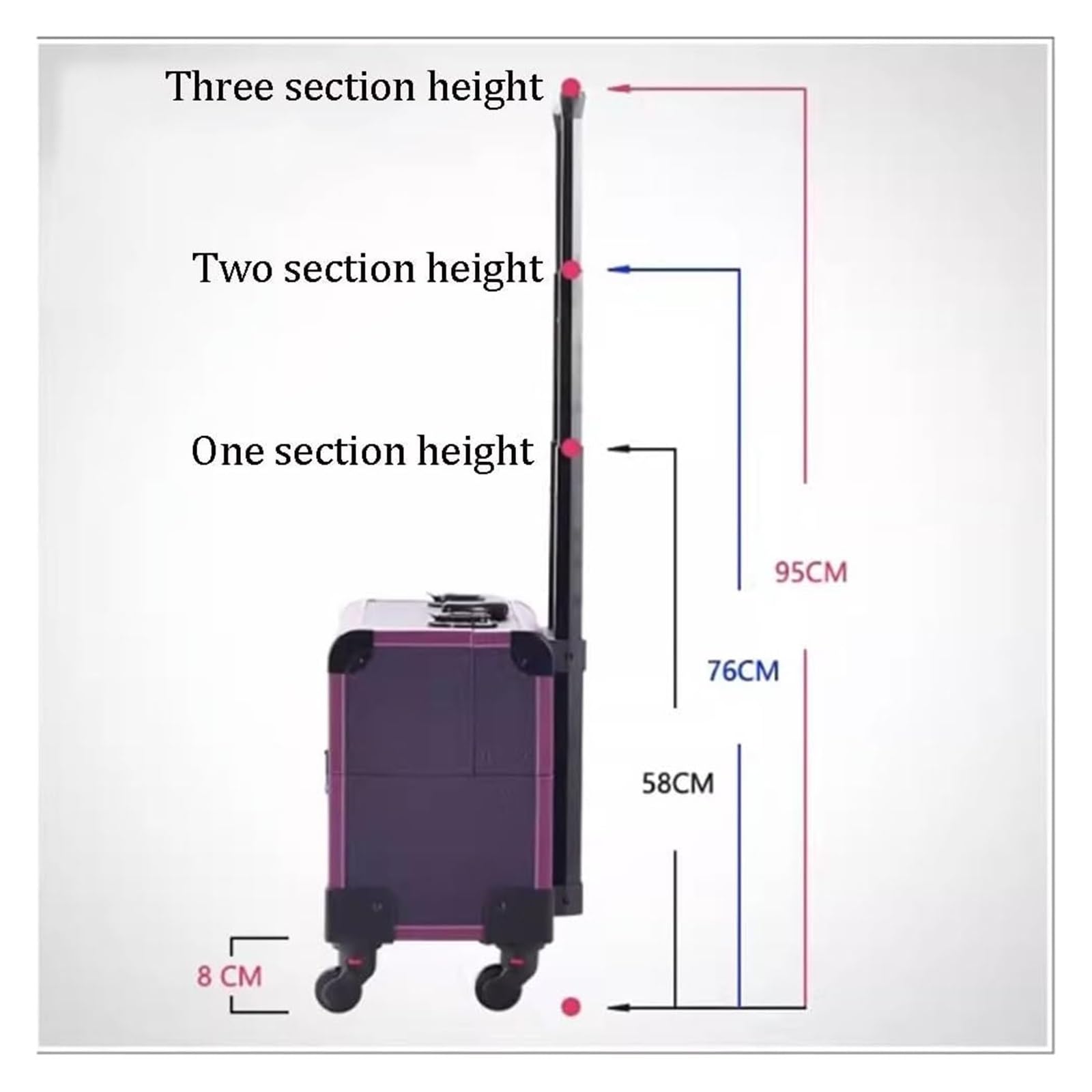 Make-up-Trolley, Rollkoffer für den Kosmetik-Zug, Beauty-Reisekoffer, Reise-Kosmetik-Aufbewahrungstrolley, Spinner-Räder, einziehbarer Griff (Pink, 36,5 x 22 x 39 cm)