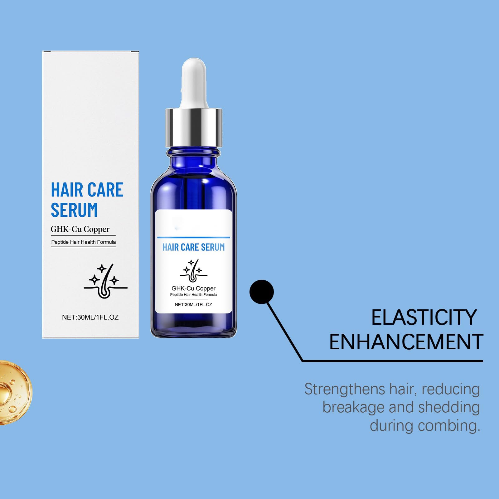 Ghk-Cu serum do włosów z peptydu miedzianego Ghk-Cu, serum do włosów suchych, zniszczonych włosów, wzmacnia i pogrubia włosy, wspomaga nawilżenie w przypadku suchej skóry głowy, nie natłuszcza. (3 szt