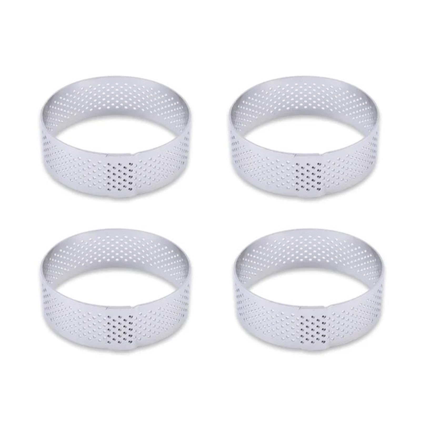 Anillos Para Tartas Anillo redondo perforado for tarta, molde for Tartas de fruta de acero inoxidable for hornear postres, moldes for pasteles y Mousse, herramientas de cocina Para Postre，Tartas(4PCS