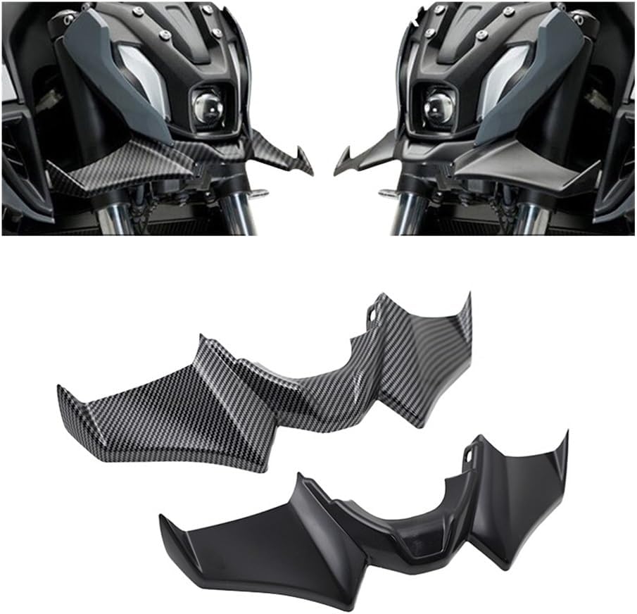 Motorcycle Side Wind Wing for MT-07 SP 2021 2022 2023 2024 Motorcycle Sport Downforce Front Spoilers Aerodynamic Wing Deflector Motorcycle Spoiler Wing(Carbon Fiber Look)