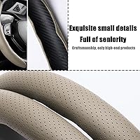 Vista 4 de LoyaForba Funda universal para volante de automóvil, protector universal de cuero segmentado de 15 pulgadas, antideslizante y suave, transpirable
