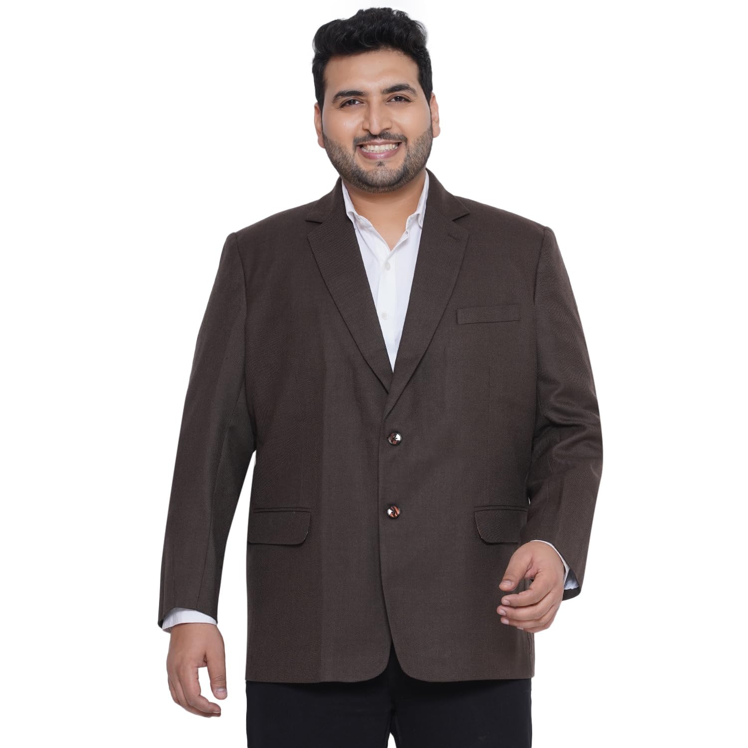 Plus Size Men's Regular Fit Brown Colored Solid Formal Blazer-image-18
