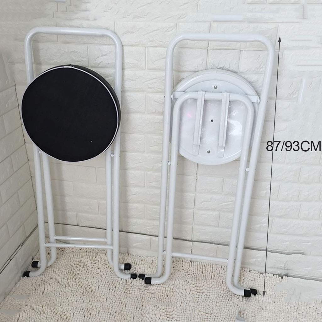 AIYE Sgabello Pieghevole Rotondo Imbottito, Seggiolone Pieghevole Bianco Colazione Sgabello da Bar Sgabello da Bar Seggiolone Compatto, Altezza Seduta: 65 / 75cm