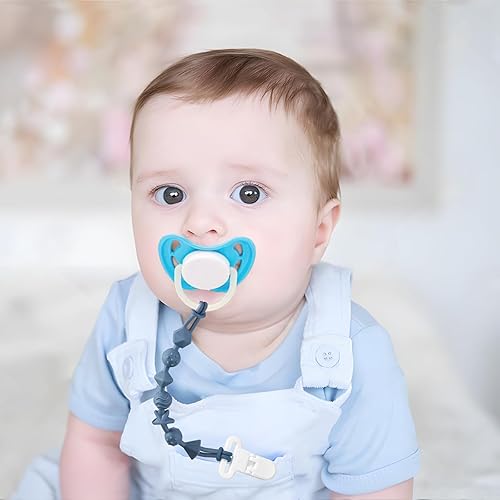 Miniatura 2 de PandaEar Paquete de 5 clips de silicona para chupete, soporte para chupete con diseño de una pieza para bebés, niños y niñas, juguetes de dentición
