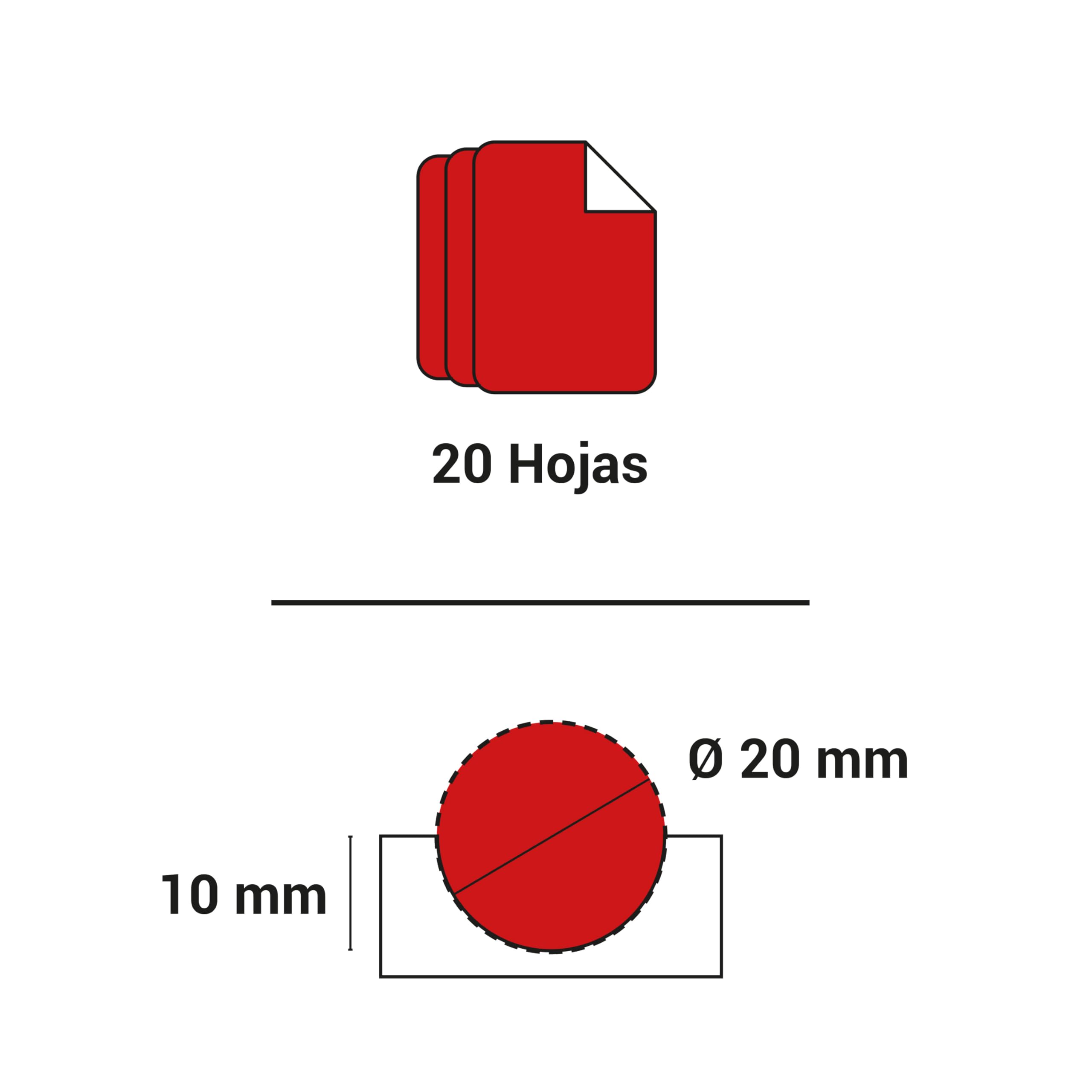 Perforadora de papel de uñero DP-10. Con tope lateral ajustable. Uñero de diámetro 20 mm.