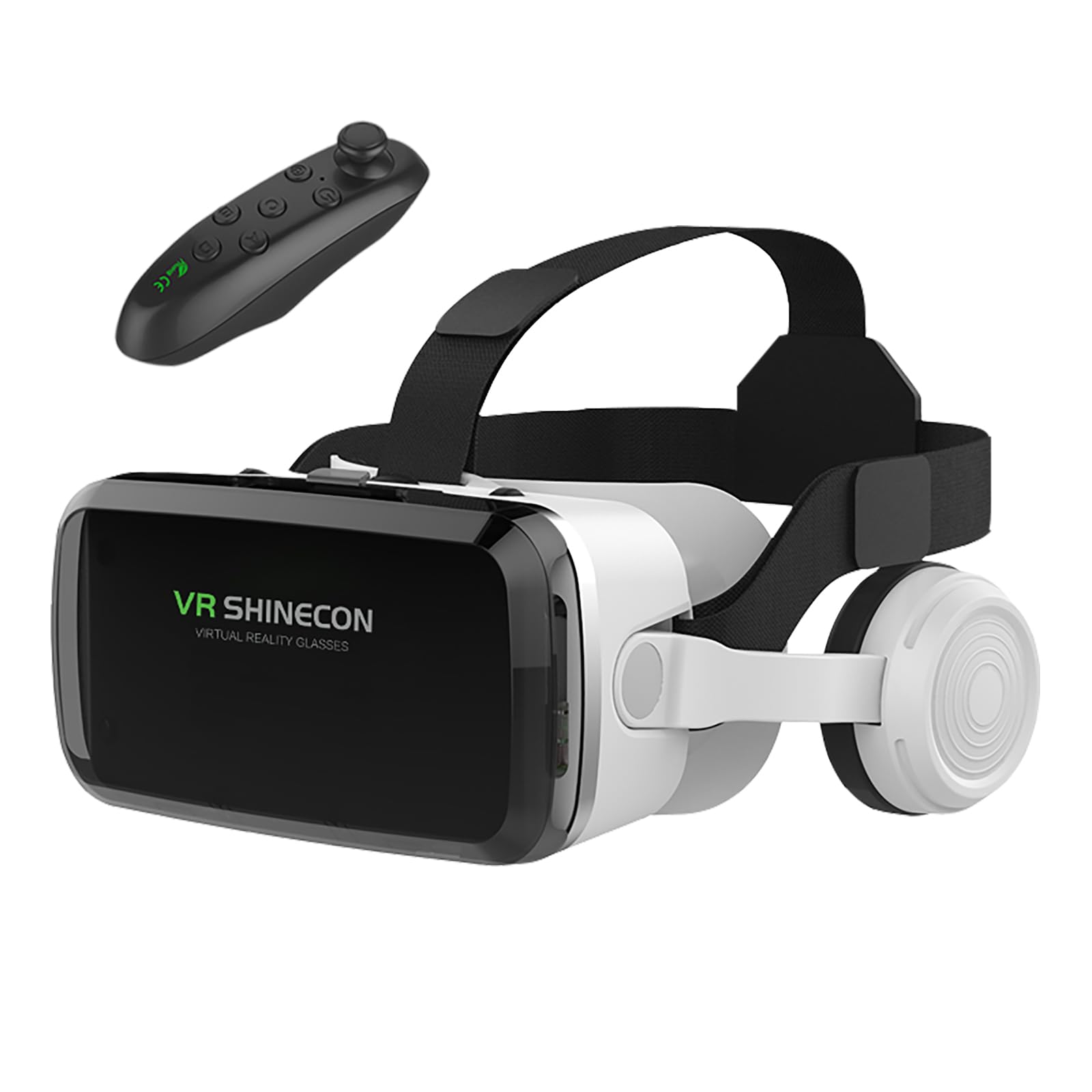 【3D VR Headset mit integrierten Bluetooth-Kopfhörern】Kompatibel mit iOS/Android-Geräten, für iPhone/Samsung-Handys, ideal für Filme und Gaming