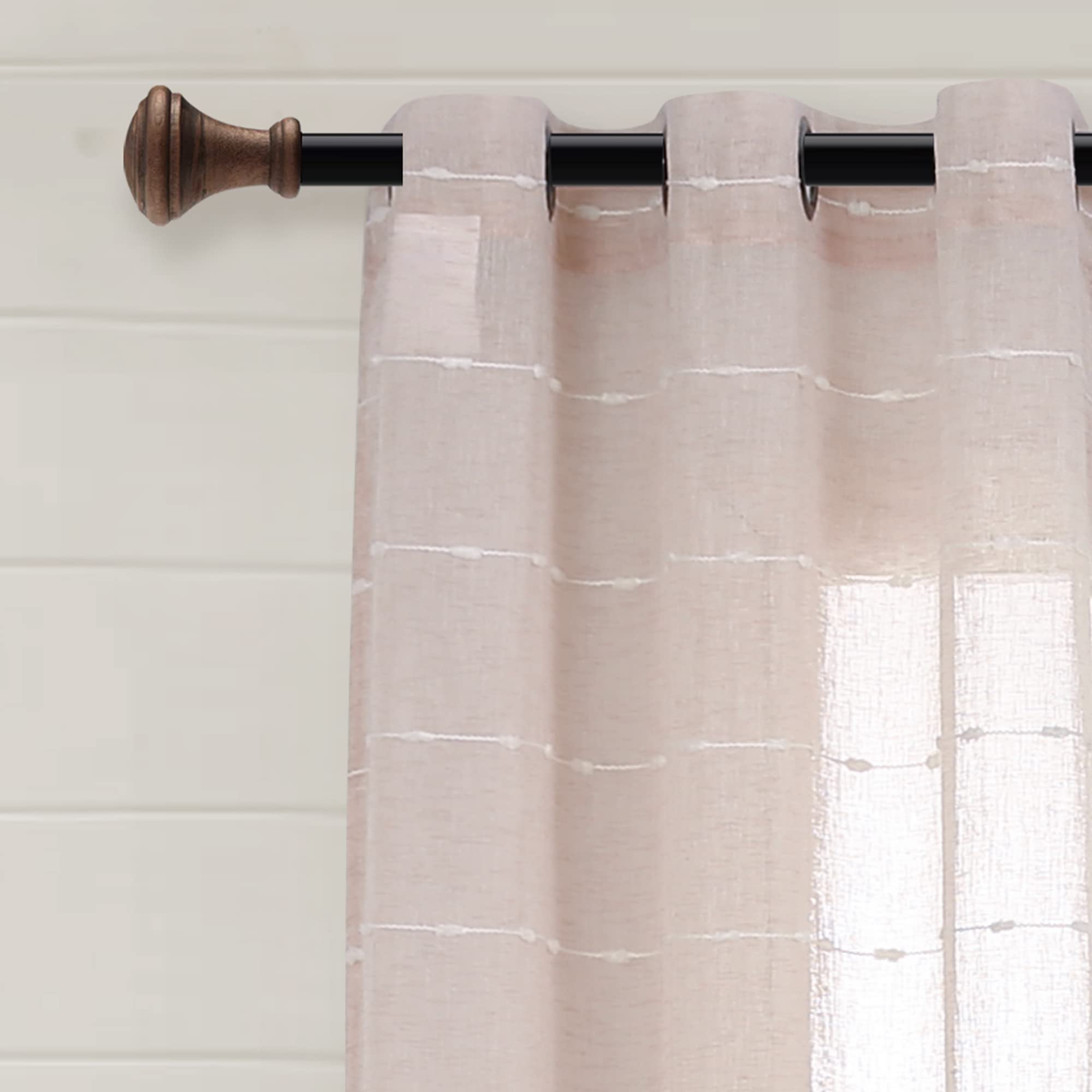 Lush Decor Paire de Rideaux de fenêtre Transparents et texturés à œillets de Style Rustique, 96,5 x 213,4 cm (l x L), Rose poudré